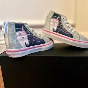 Vans Silver Pink Glitter High-Top Sneakers